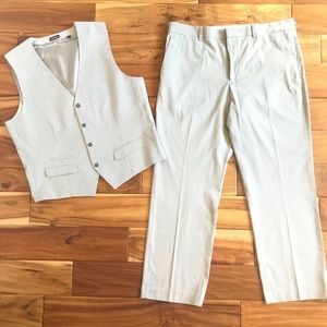 Express Grey Pinstripe Vest (L) and Pants (36x30)